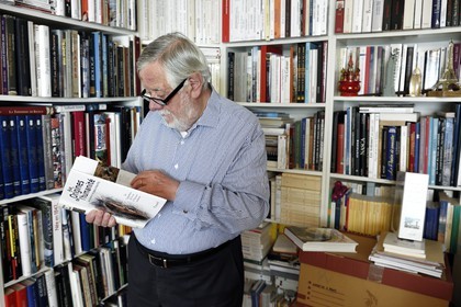 France, Paris, the french paleontologist and paleoanthropologist Yves Coppens, professor at the College de France, in the office of his home in Paris