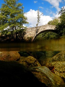 France, Haute Corse, Niolu (Niolo) region, Genoese bridge of Murricciolu and below the Calasima river