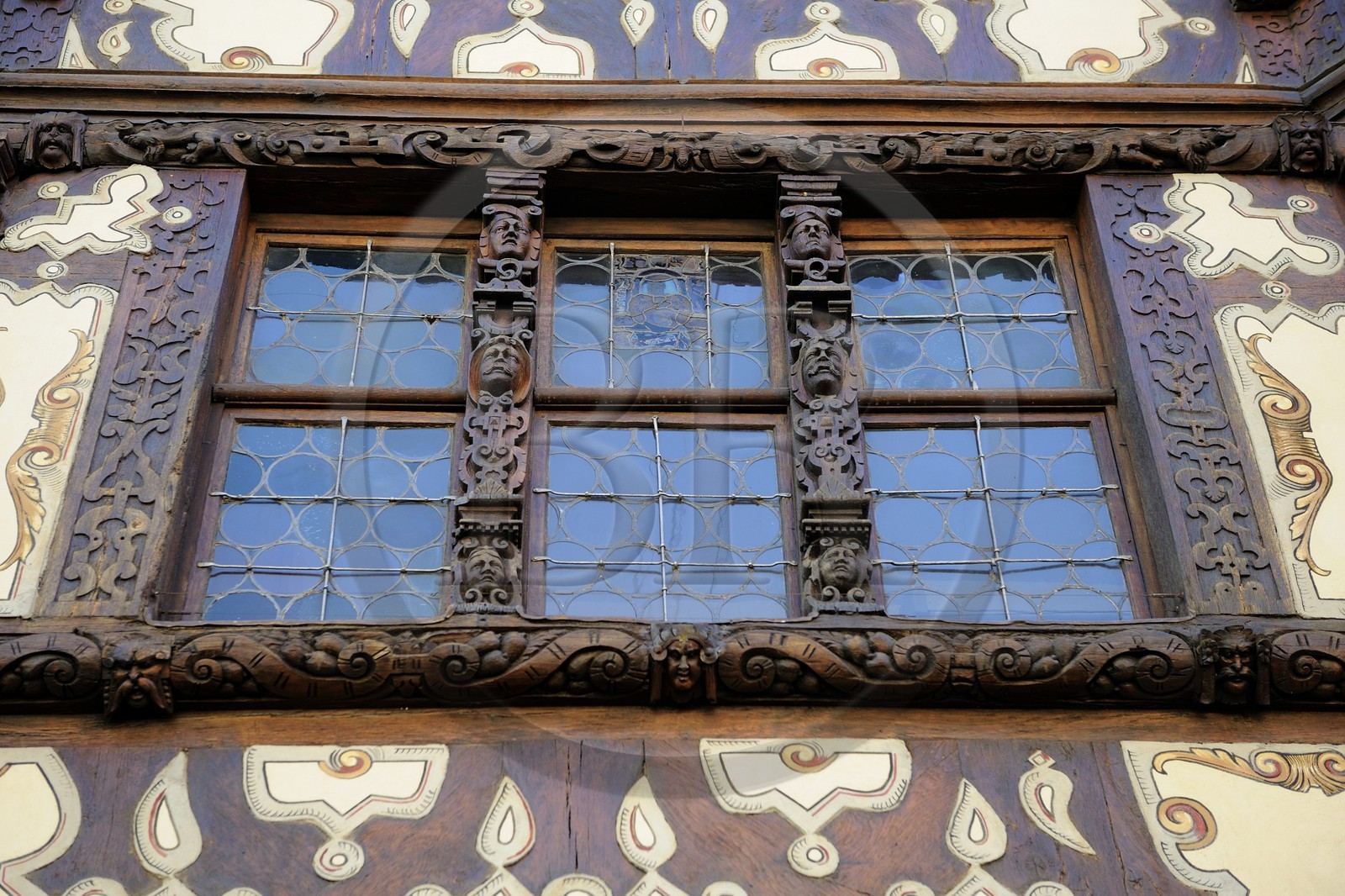 France, Bas Rhin, Saverne, detail of the facade of the Maison Katz