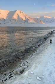Norway, Svalbard, Spitzbergen, Longyearbyen, Adventfjorden, frozen salt water lacework
