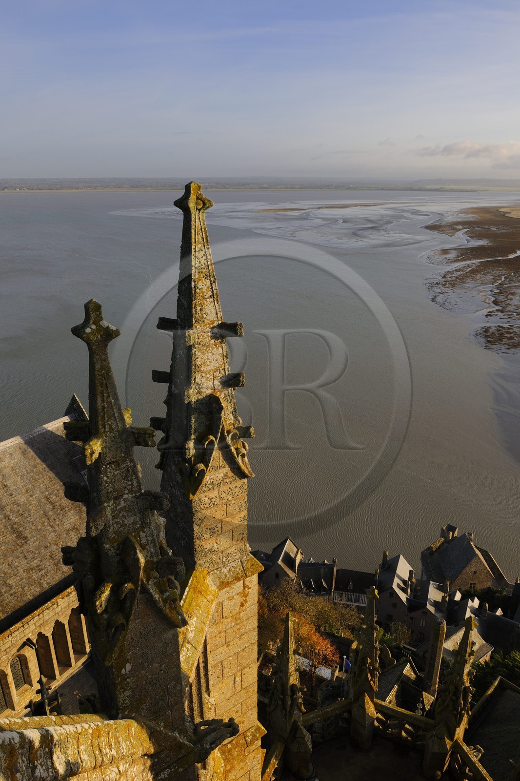 France, Manche, the abbey of Mont Saint Michel, listed as World Heritage by UNESCO, the Church and the bay