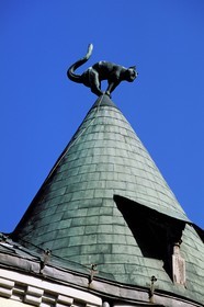 Lettonie (Pays Baltes), Riga, centre historique classé Patrimoine Mondial de l'UNESCO, la Maison des Chats, architecture Art Nouveau
