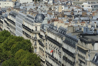 France, Paris (75), immeubles Haussmanniens de l'avenue Foch vus du haut de l'Arc de Triomphe