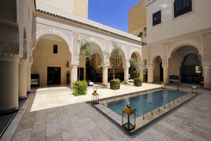 Maroc, Moyen Atlas, Fès, ville impériale, médina classée Patrimoine Mondial de l'UNESCO, hôtel de luxe Riad Fes