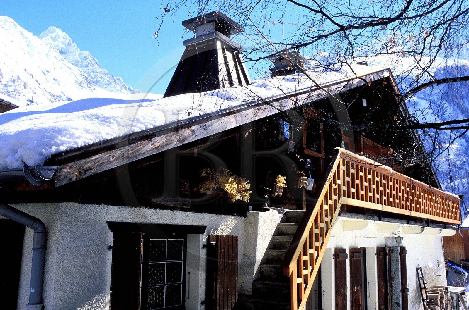 France, Haute Savoie, Chamonix valley, chalet in the village of Argentiere