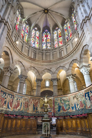 France, Cote d'Or, Climats terroirs of Burgundy, listed as World Heritage by UNESCO, Beaune, collégiale Notre-Dame de Beaune basilica, 15th century Tournai tapestries attributed to the Flemish painter Pierre Spicre depicting scenes from the life of the Virgin Mary