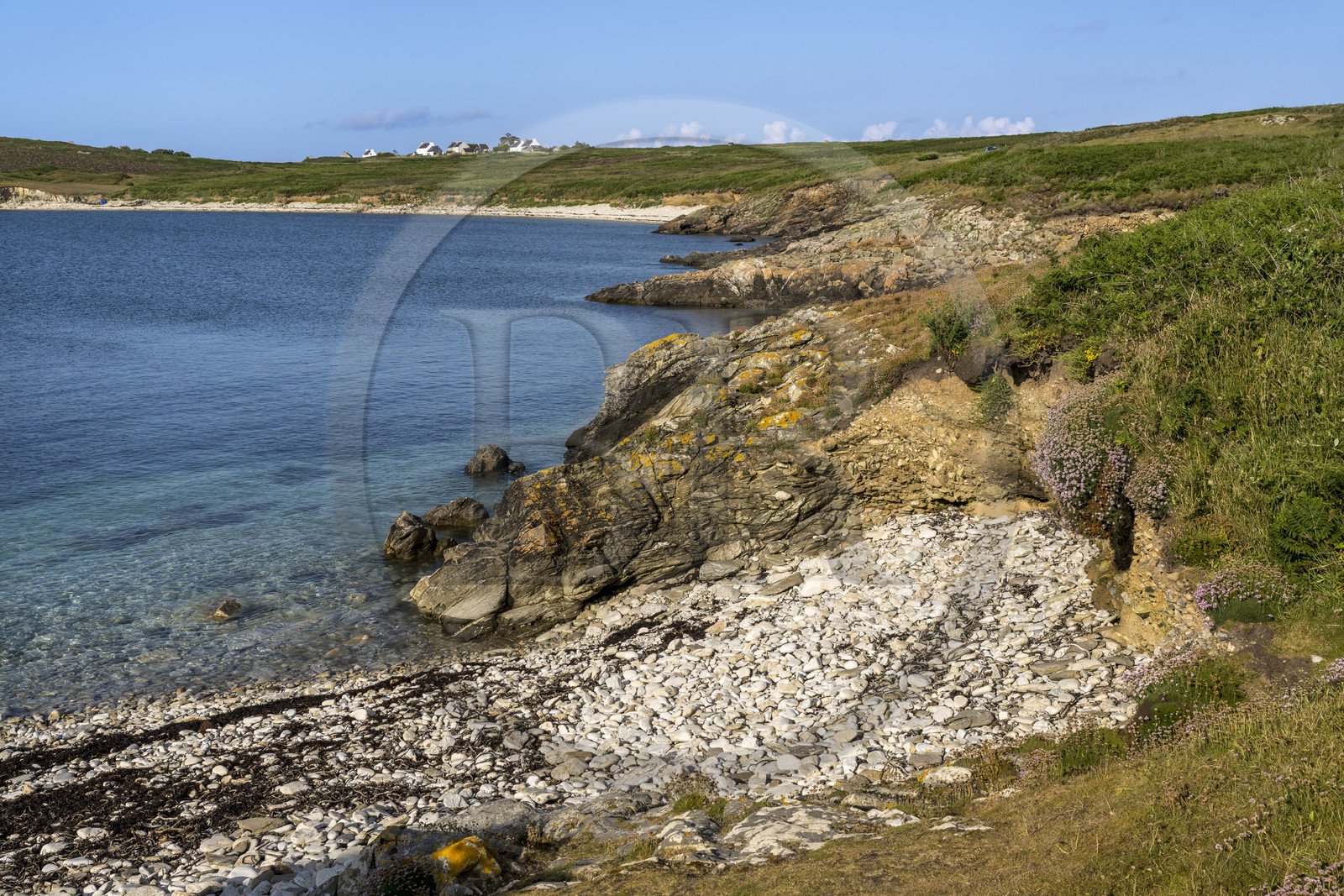 France, Finistère (29), Mer d'Iroise, Ile d'Ouessant, Baie de Lampaul, Porz Goret  sur la cote Sud