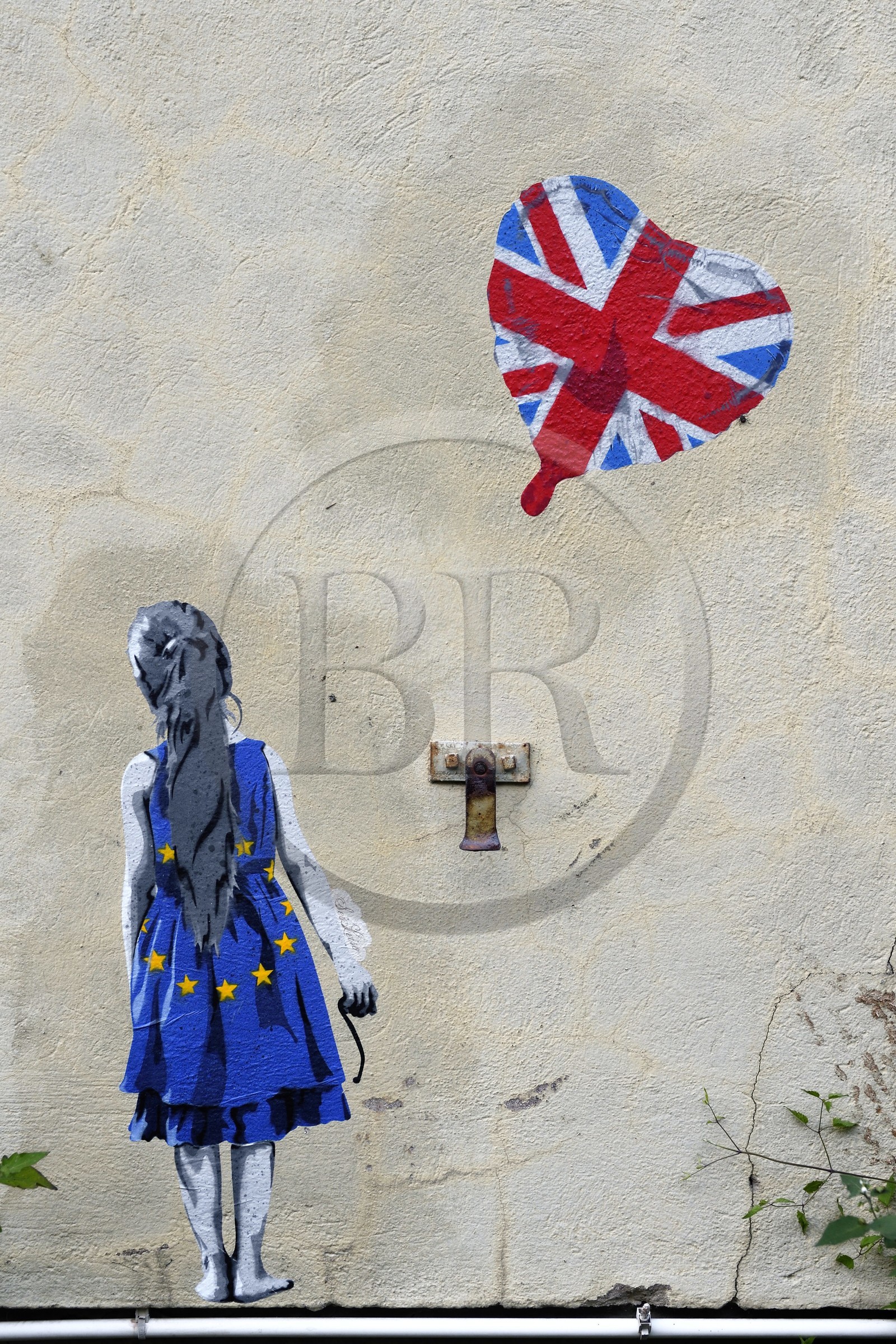 France, Bas-Rhin (67), Strasbourg, quartier européen, mur non loin du Parlement européen, graffiti illustrant le Brexit par seiLeise ( Tim Ossege)