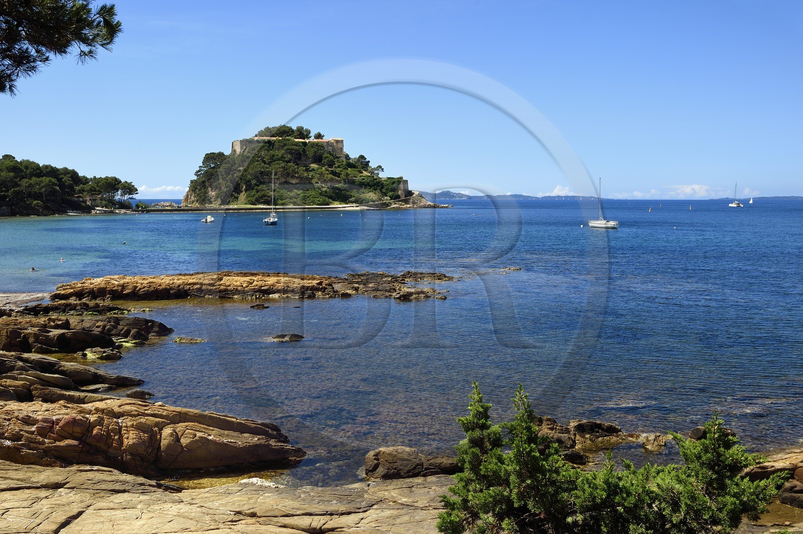 France, Var, Bormes les Mimosas, Cap de Bregancon, Brégancon Fort, official residence of the President of the french Republic