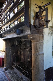 France, Seine-Maritime, Pays de Caux, Totes, l'auberge du cygne (Swan Inn), former relay of the Royal Mail, it hosted such personalities as D'Artagnan, Madame de Pompadour, Louis-Philippe I, Napoleon I and the Empress Josephine etc and was the place where Guy de Maupassant wrote Boule de Suif (in which the hostel is very present) and where Gustave Flaubert wrote part of Madame Bovary, landier (big firedog) of the chimney