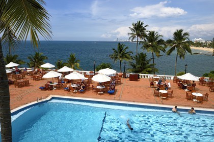 Sri Lanka, Western Province, Colombo District, Colombo, Swimming pool and outdoor terrace at Mount Lavinia Hotel