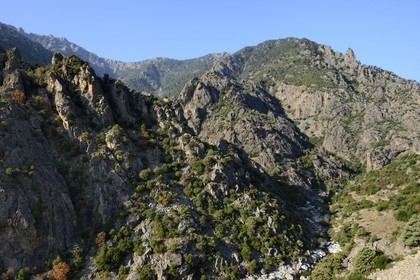France, Haute-Corse (2B), région du Niolu (Niolo), le défilé rocheux de la Scala di Santa Regina et la rivière de Golo