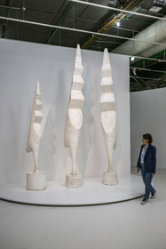 France, Paris, Les Halles district, the Pompidou Center also called Beaubourg, National Museum of Modern Art (MNAM), Brancusi retrospective exhibition, Grand Coq I, 1924, Grand Coq II, 1930 and Grand Coq III, 1930-34, plaster