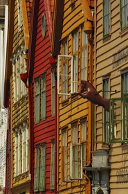 Norway, Hordaland County, Bergen, wooden houses in Bryggen District, listed as World Heritage by UNESCO, former trading post of the Hanseatic League
