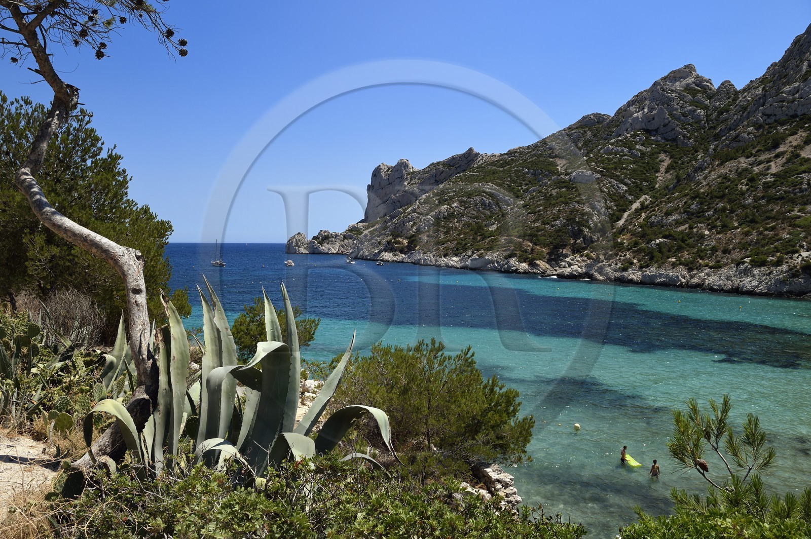 France, Bouches du Rhone, Marseille, National Park of the Calanques, Calanque de Sormiou, Calanque de Sormiou (cove) (request for authorization necessary before publication)