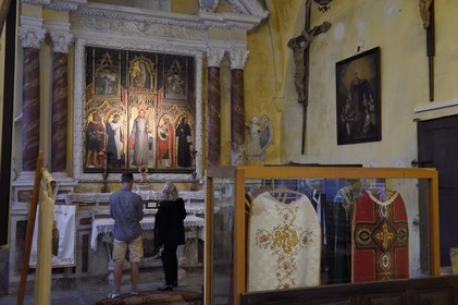 France, Alpes-Maritimes, Lucéram, St Margaret Church, Altarpiece of St. Anthony of Padua attributed to Giovanni Canavesio