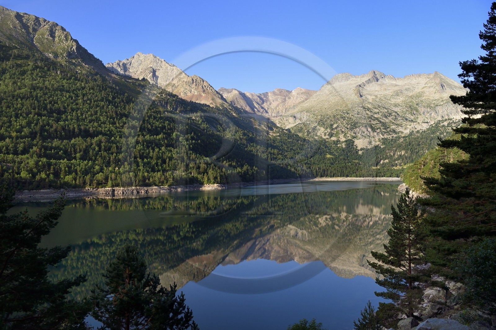 France, Hautes-Pyrénées (65), Saint-Lary-Soulan et Aragnouet, Réserve naturelle nationale du Néouvielle, randonnée des lacs du Neouvielle, lac d'Orédon