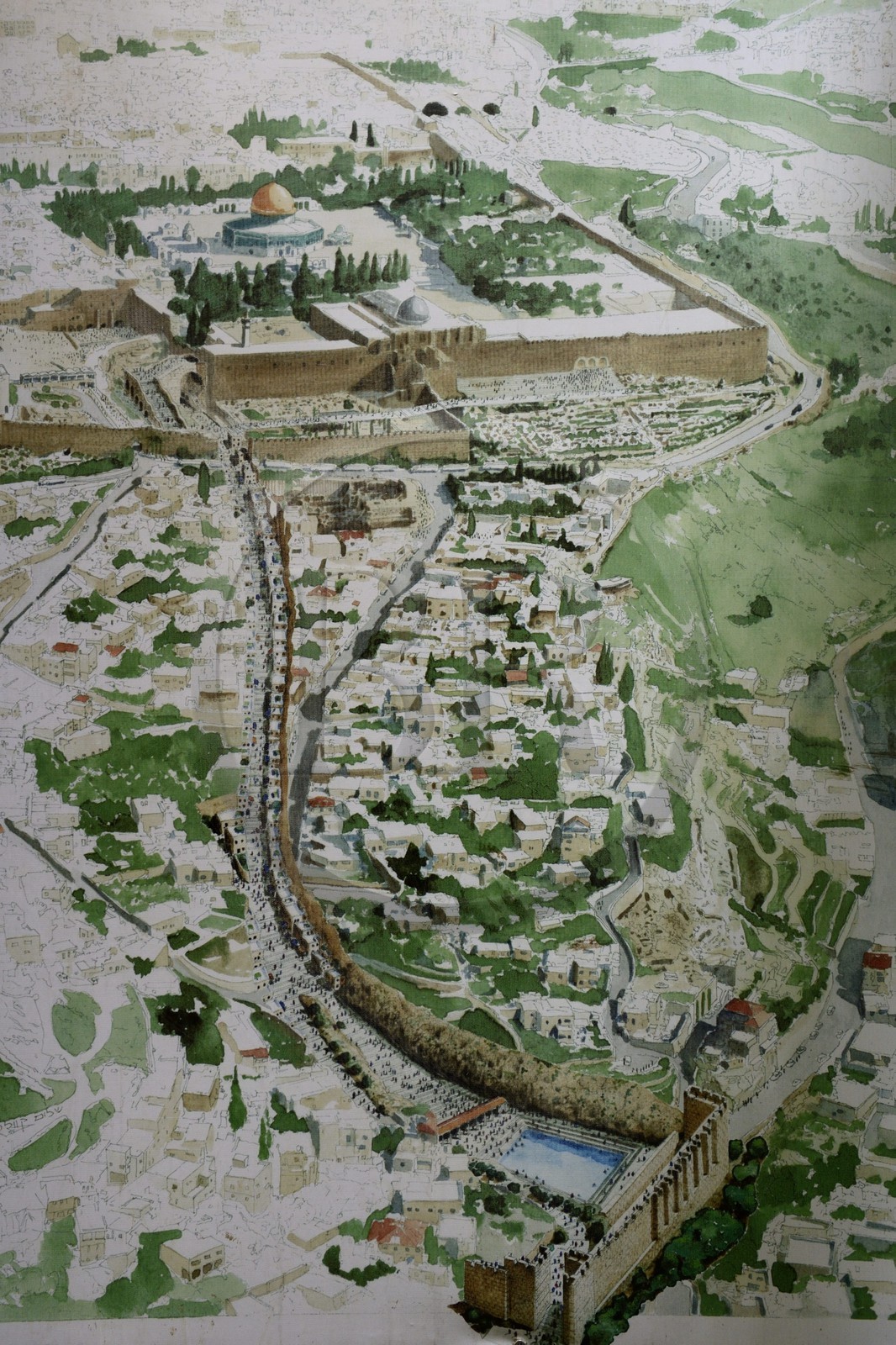 Israel, Jérusalem, ville sainte, la route en gradins  construite sous Herode 1er le Grand, chemin des pèlerins, allant du Mont du Temple à la piscine de Siloé