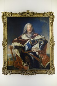 France, Meurthe-et-Moselle (54), Nancy, le Palais Ducal (Palais des Ducs de Lorraine) abrite le Musée historique lorrain, Portrait de Stanislas Leszczinski, roi de Pologne et dernier duc de Lorraine au XVIIIe siècle, par Jean Girardet