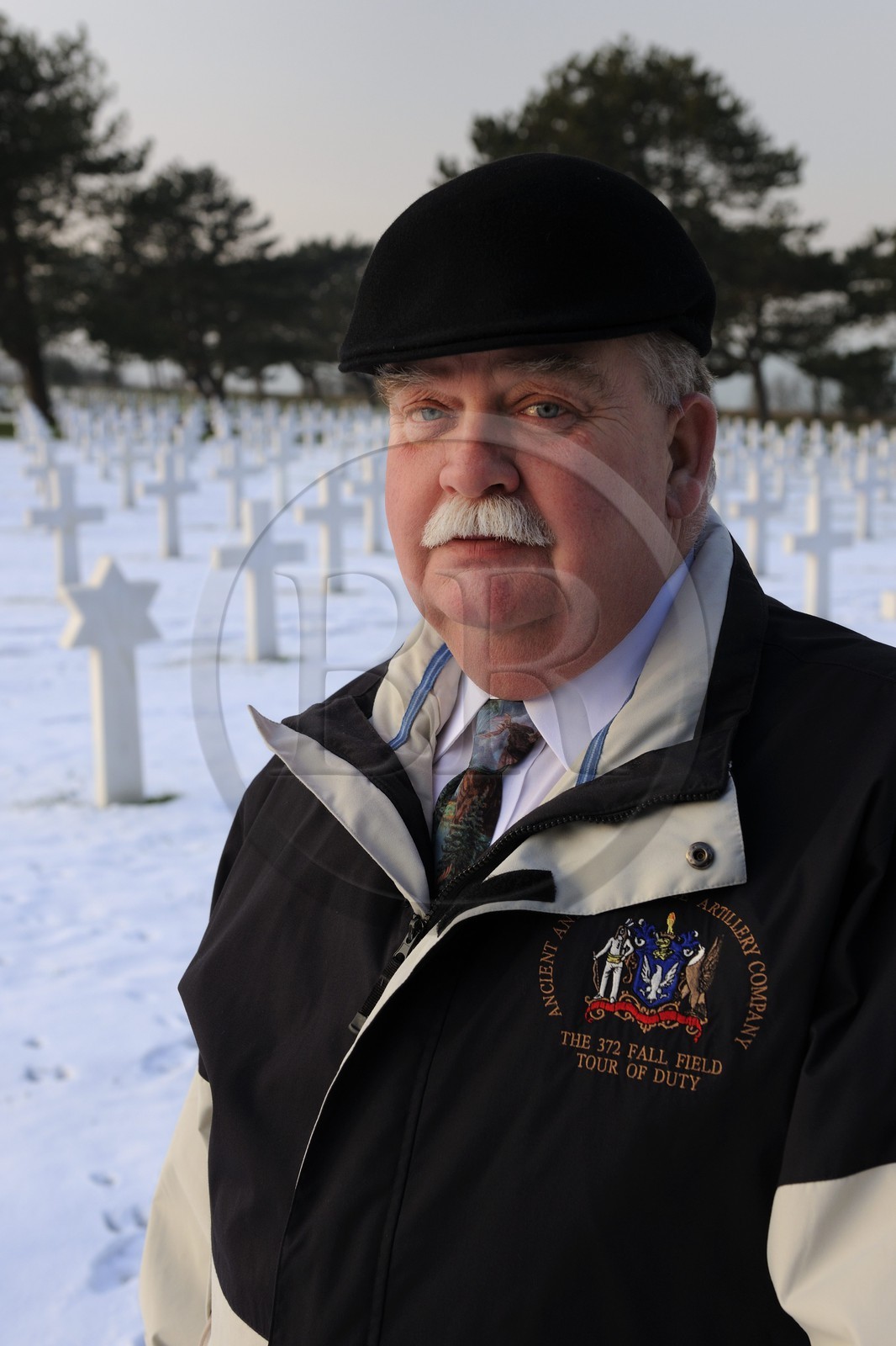 France, Calvados (14), Colleville-sur-Mer, plage du débarquement, Omaha Beach, Daniel L.Neese superintendent du cimetière américain