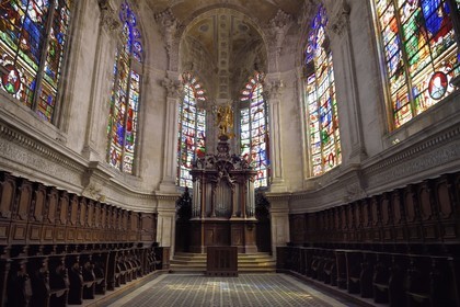 France, Meuse (55), Saint-Mihiel, église abbatiale Saint-Michel, stalles du chœur