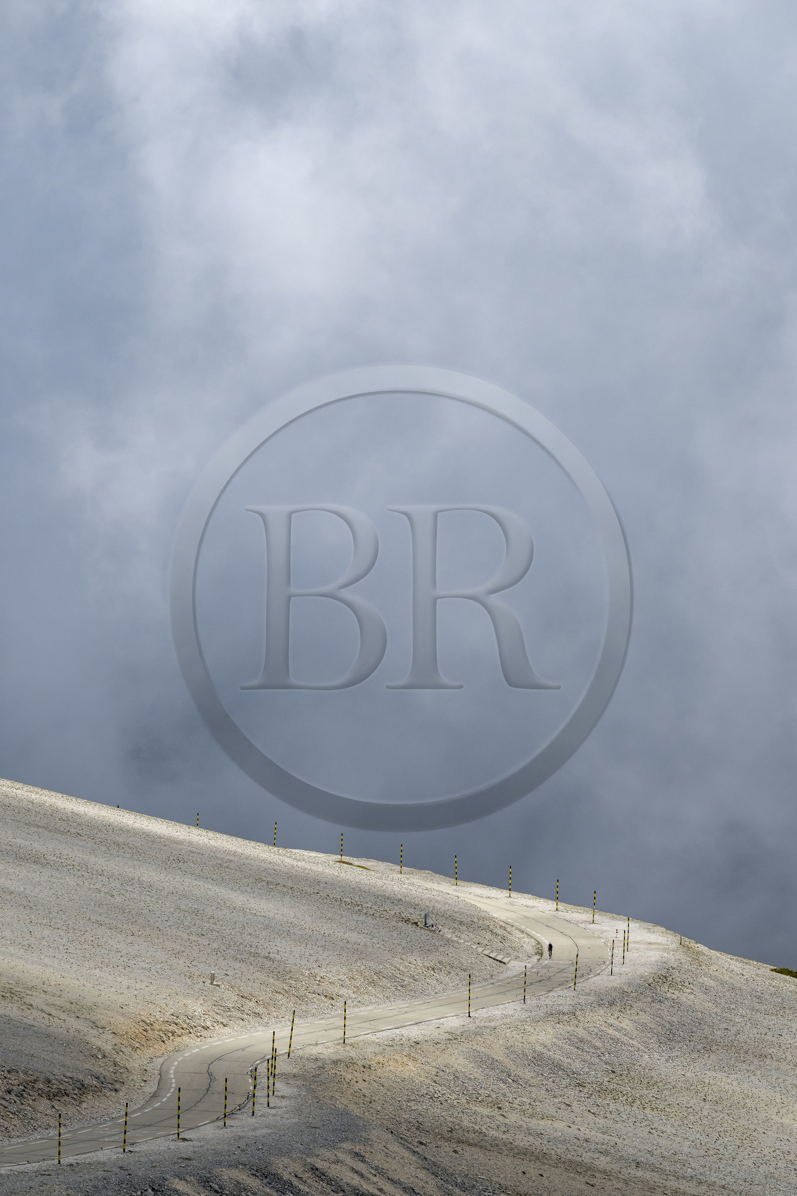 France, Vaucluse, Parc Naturel Regional du Mont Ventoux, Bedoin, bike ascent of Mont Ventoux by the D974 road on the southern slope towards the summit