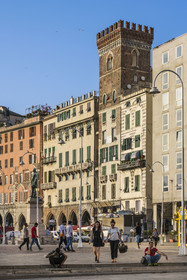 Italy, Liguria, Genoa, the piazza Caricamento which was occupied by the quays of the port in the Middle Ages