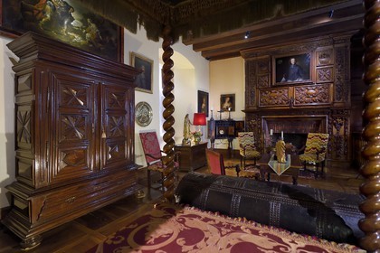 France, Dordogne (24), Périgord Noir, vallée de la Dordogne, Sainte-Mondane, le chateau de Fénelon, la chambre de Fénelon