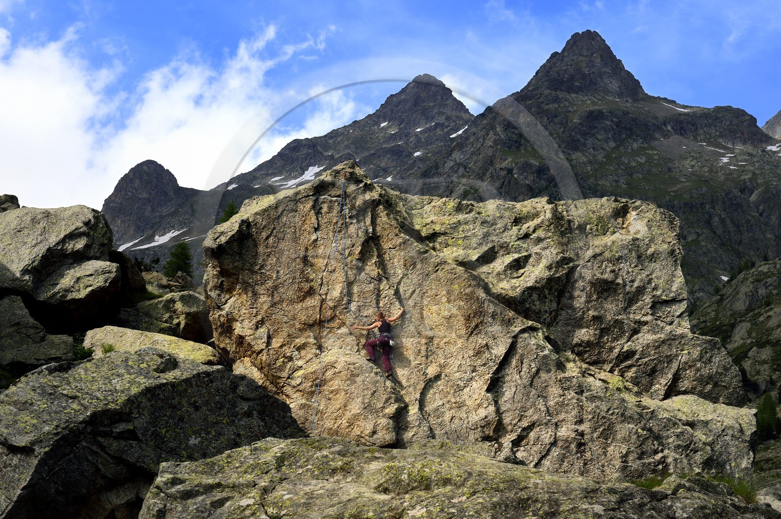 France, Alpes-Maritimes (06), parc national du Mercantour, Haute-Vésubie, vallon de la Gordolasque, varappe
