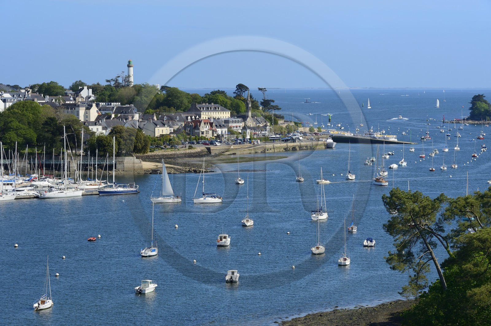 France, Finistere, Benodet and anchorage on the Odet river estuary