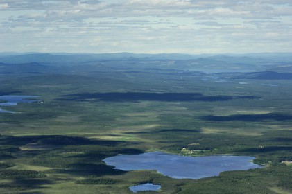 Suède, Laponie, paysage du comté de Norrbotten au nord de Lulea(vue aérienne)