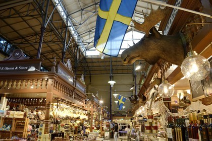Suède, Stockholm, marché couvert de Östermalm (Saluhall)