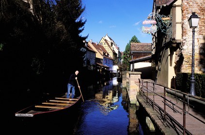 France, Haut Rhin, Colmar, exploring the little Venice on a boat