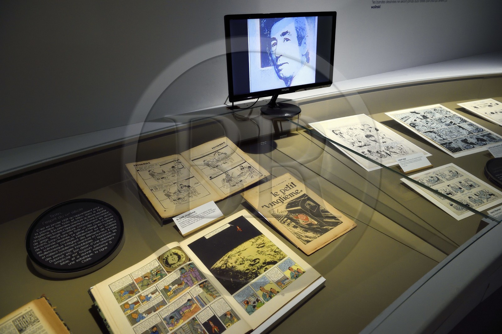 France, Charente (16), Angoulême, Cité internationale de la bande dessinée et de l’image (CIBDI), le musée de la BD dans les anciens chais Magélis, Hergé et les aventures de Tintin dans Le petit vingtième