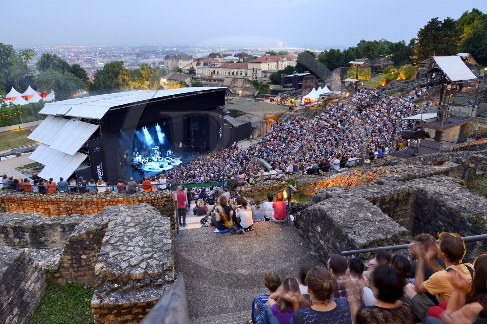 France, Rhône (69), Lyon, site historique classé Patrimoine Mondial de l'UNESCO, colline de Fourvière, théâtre romain, concert lors des Nuits de Fourvières