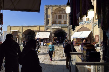Iran, Isfahan Province, Isfahan, Bazar-e Bozorg (Great Bazaar), a massive covered bazaar which dates back almost 1300 years, main entrance on naghsh-i jahan square also known as Imam Khomeiny square, listed as World heritage by UNESCO