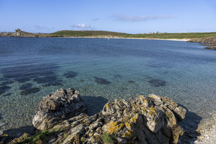 France, Finistère (29), Mer d'Iroise, Ile d'Ouessant, Baie de Lampaul, Porz Goret  sur la cote Sud