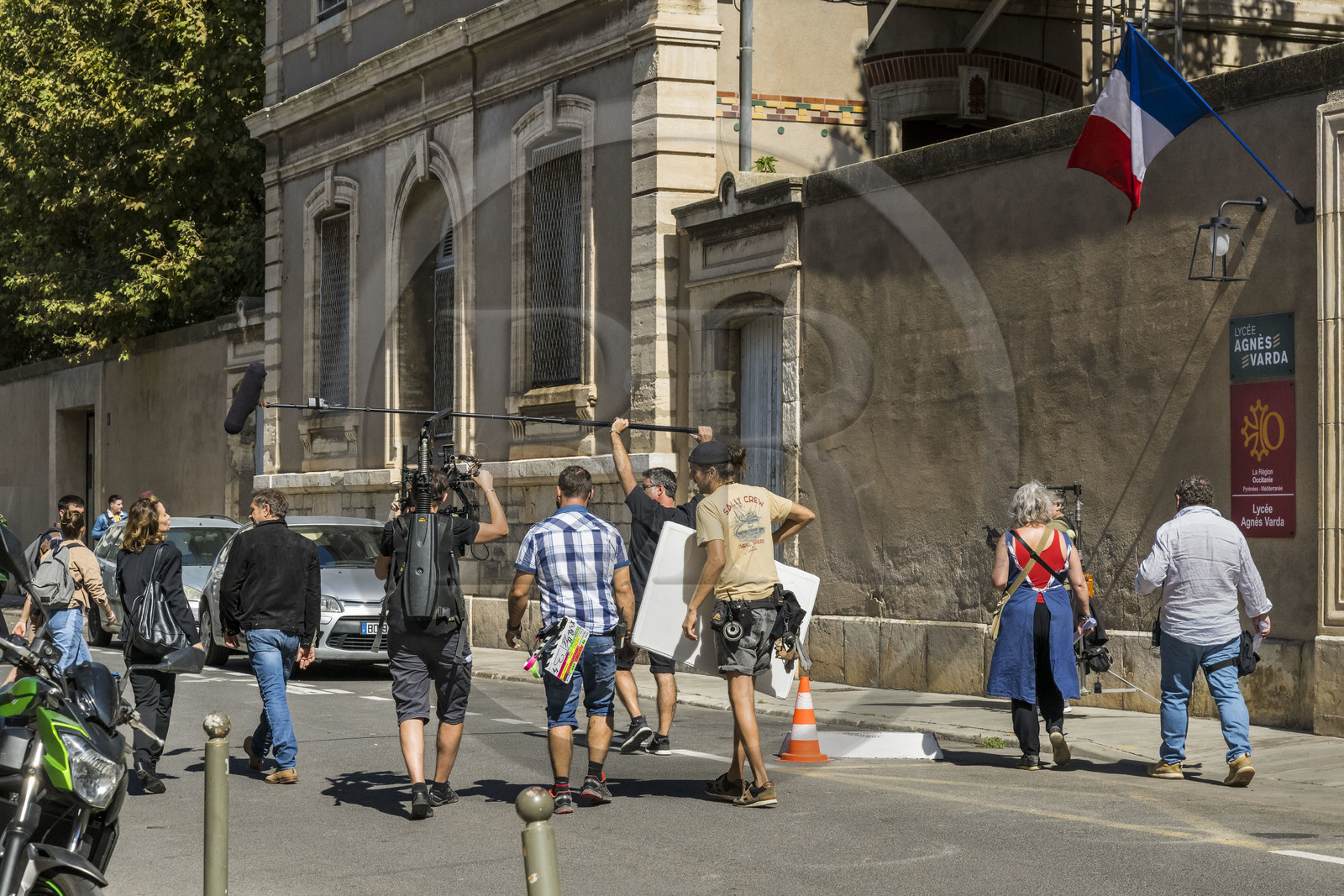 France, Herault, Sete, filming rue Lakanal which serves here as the setting for the TF1 TV series Demain nous appartient (DNA)