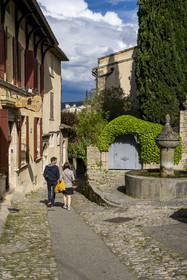 France, Vaucluse (84), Dentelles de Montmirail, Vaison-la-Romaine, la haute-ville (cité médiévale), l'Hotel du Beffroi et la fontaine rue de l'Evêché