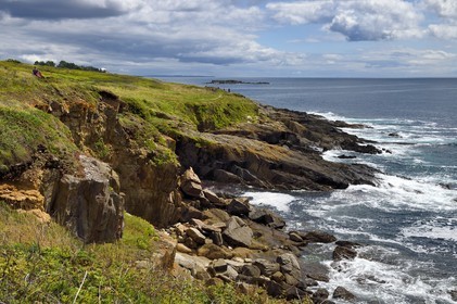 France, Finistere (29), Moelan sur Mer, the coast between Kerfany les Pins and the beach of Trenez along the GR 34 hiking trail or sentier des douaniers (customs trail)