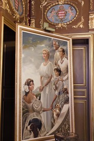 Principauté de Monaco, Monaco, le Rocher, le palais princier, peinture de la famille Grimaldi en 1981