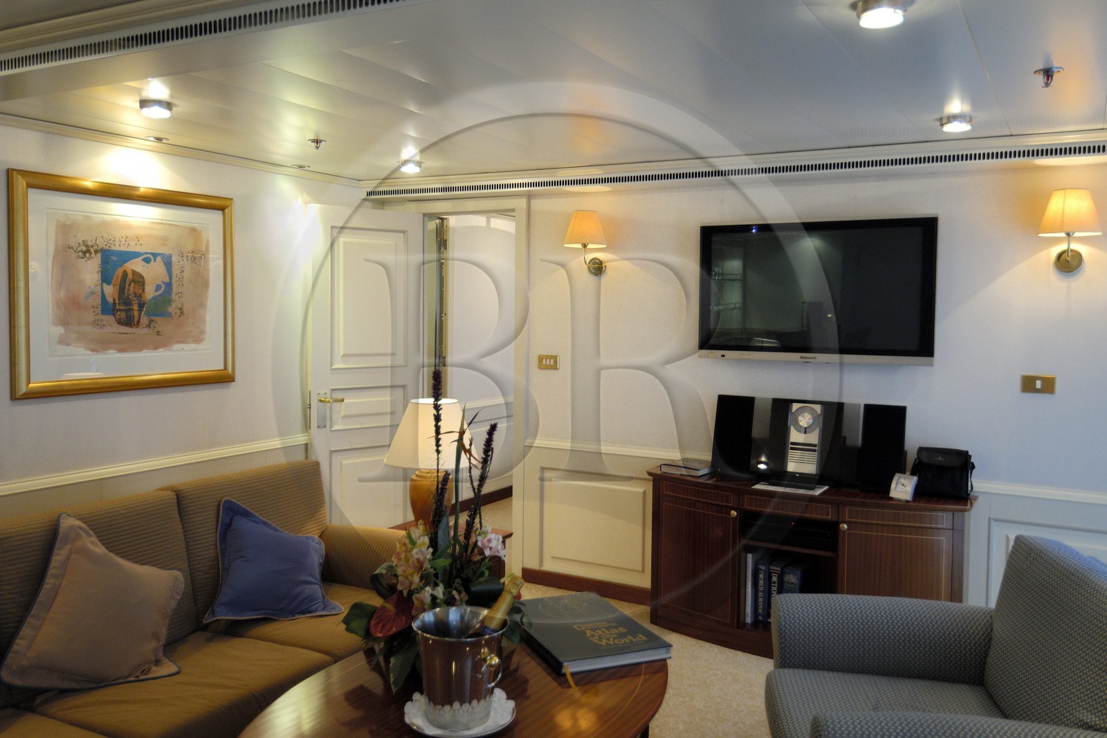 Italie, croisière à bord du Silvershadow de la compagnie Silversea, cabine suite