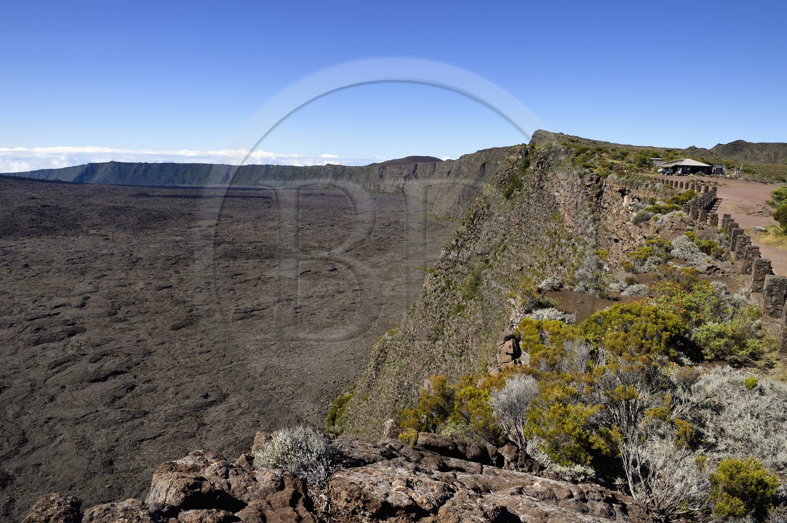 France, Reunion island (French overseas department), Reunion National Park listed as World heritage by UNESCO, Piton de la Fournaise volcano, the caldera seen from the Pas de Bellecombe