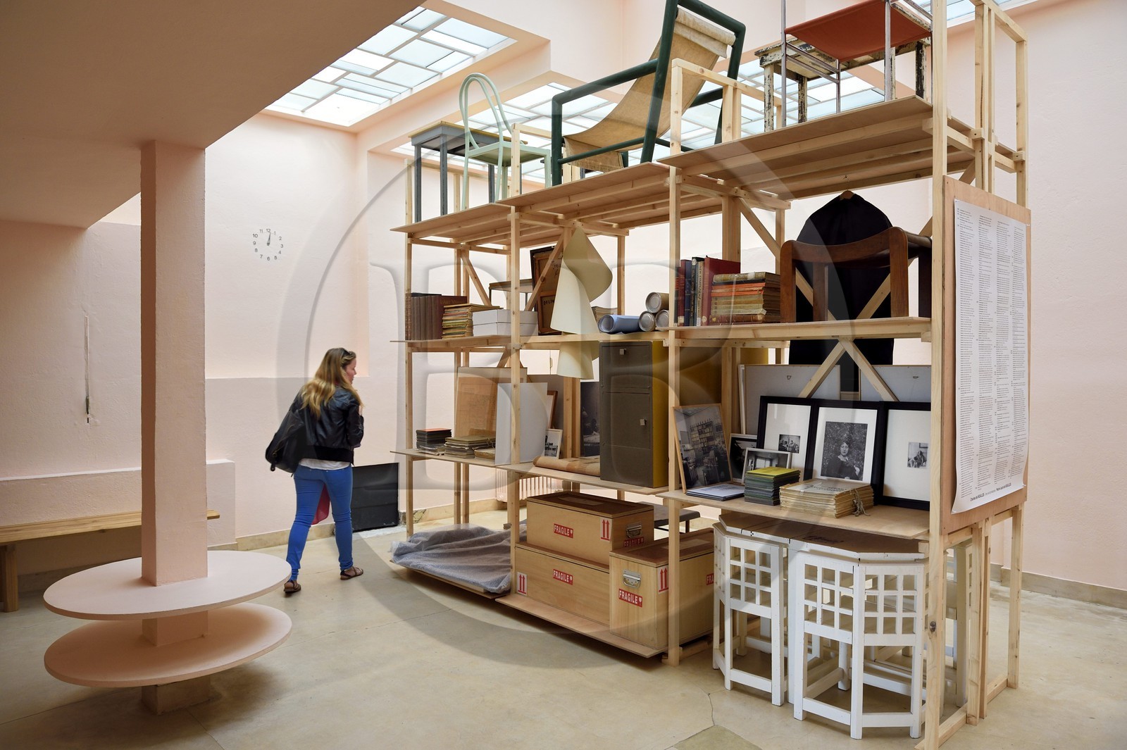 France, Var, Hyeres, the Villa Noailles by architect Robert Mallet Stevens, pink lounge