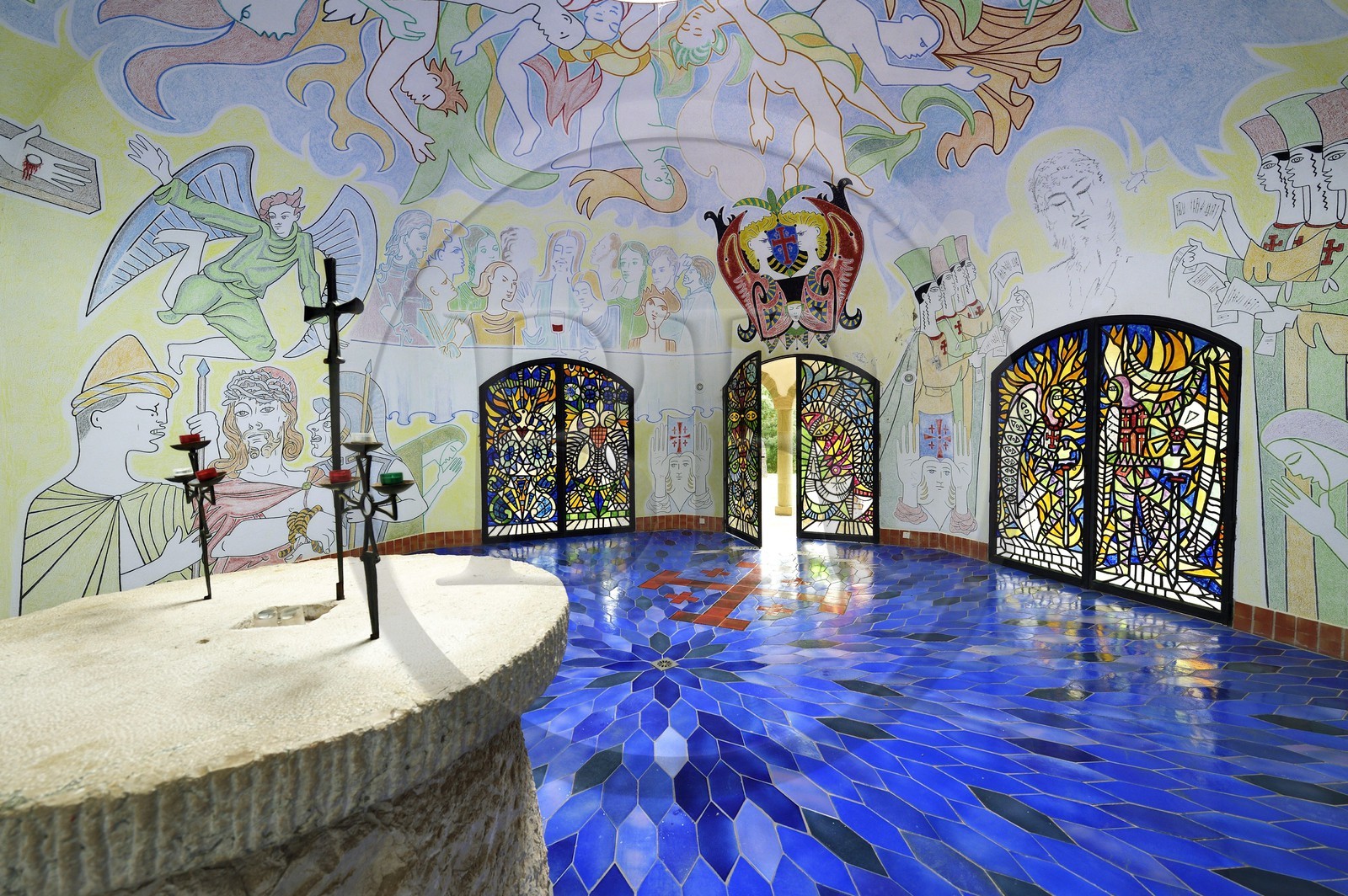 France, Var, Frejus, Notre Dame of Jerusalem chapel designed by Jean Cocteau and dedicated to the Knights of the Holy Sepulchre