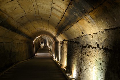 Israel, district Nord, Galilée, Acre (Akko), vieille ville, classée Patrimoine Mondial de l'UNESCO, le tunnel des Templiers long de 350 de long mène du Palais Templiers qui a été détruit en 1921 jusqu'au port d'Acre à l'est, il a été construit à la fin du 12ème siècle mais seulement découvert en 1994