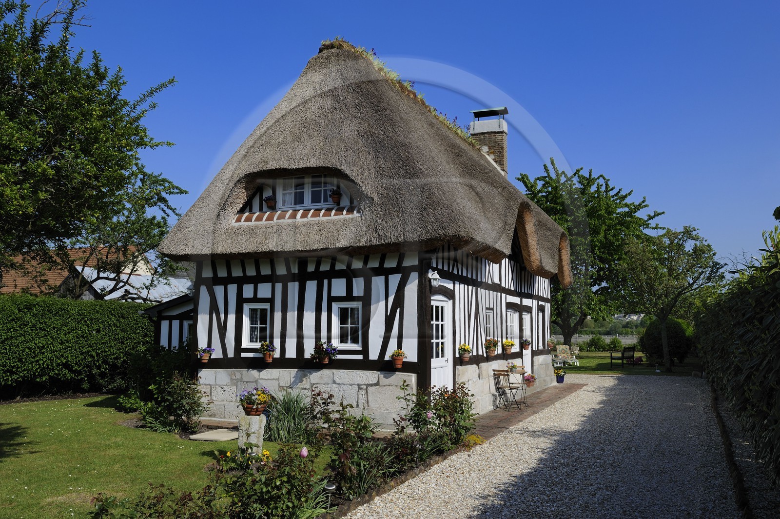 France, Seine-Maritime (76), Port Jumièges, maison normande à colombages