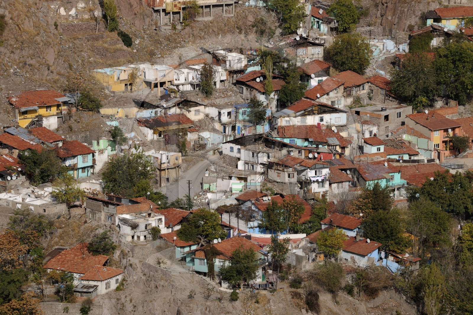 Turquie, Anatolie centrale, Ankara, quartier d'habitats de fortune appelées gecekondu ou maisons faites en une nuit