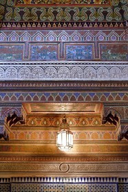 Maroc, Haut-Atlas, Marrakech, ville impériale, Médina classée Patrimoine Mondial de l'UNESCO, Palais de la Bahia, stuc sculpté et zellige