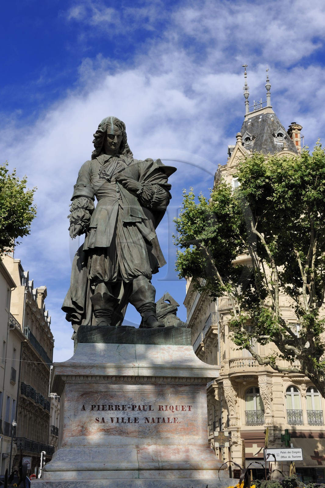 France, Herault, Beziers, the statue of the creator of the Canal du Midi Pierre-Paul Riquet